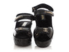 Chanel Black Quilted Velcro Strap Wedge Sandals