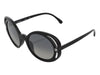 Chanel Black Bold Camellia Round Sunglasses