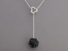 Chanel 18K White Gold Diamond and Black Onyx Camélia Sculpté Drop Necklace