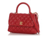 Chanel Mini Red Quilted Caviar Coco Handle