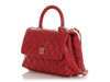 Chanel Mini Red Quilted Caviar Coco Handle