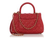 Chanel Mini Red Quilted Caviar Coco Handle