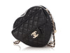 Chanel Large Black Part-Quilted Lambskin In Love Heart Crossbody