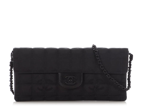 Chanel Black Quilted Nylon East/West Travel Ligne Flap