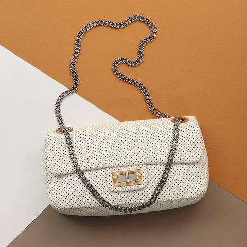 Chanel White Perforated Leather Drill Reissue Flap