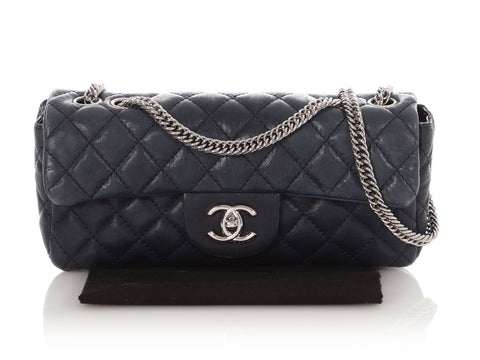 Chanel Navy Quilted Puffy Calfskin Flap