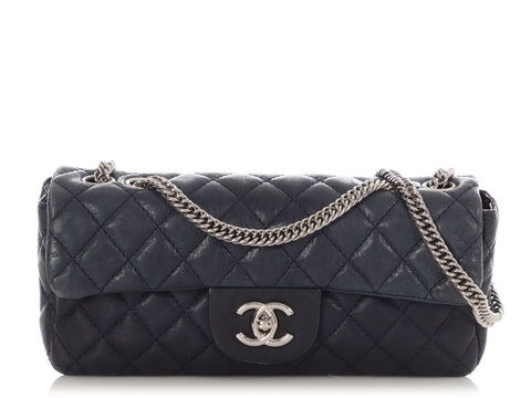 Chanel Navy Quilted Puffy Calfskin Flap