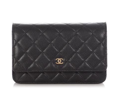 Chanel Black Quilted Caviar Wallet On Chain WOC