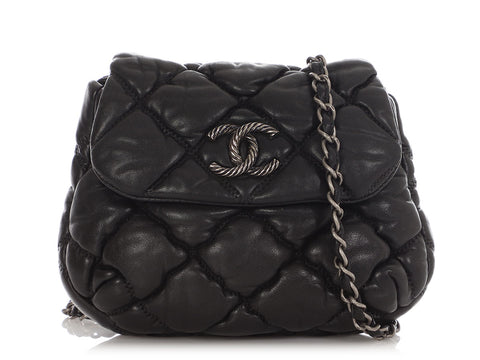 Chanel Mini Black Bubble Quilt Lambskin Paris-Moscow Crossbody