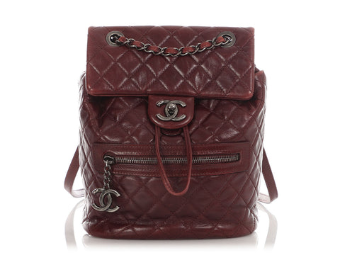 Chanel Small Burgundy Quilted Glazed Calfskin Paris-Salzburg Mountain Backpack