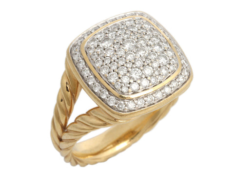 David Yurman 18K Yellow Gold Pavé Diamond Ring