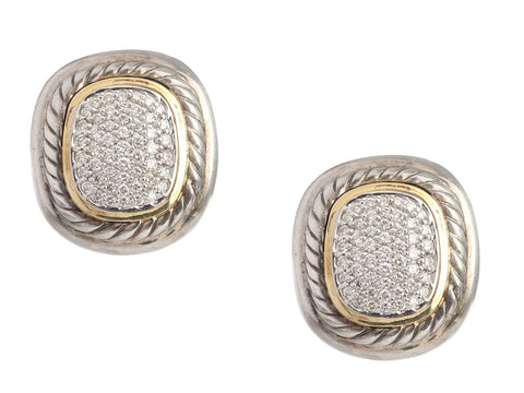 David Yurman Two-Tone Pavé Diamond Albion Pierced Earrings