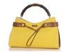 Gucci Yellow Canvas Bamboo Shoulder Bag