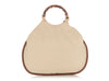 Gucci Beige Canvas Bamboo Handle Bag