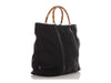 Gucci Black Leather-Trimmed Nylon Bamboo Handle Tote