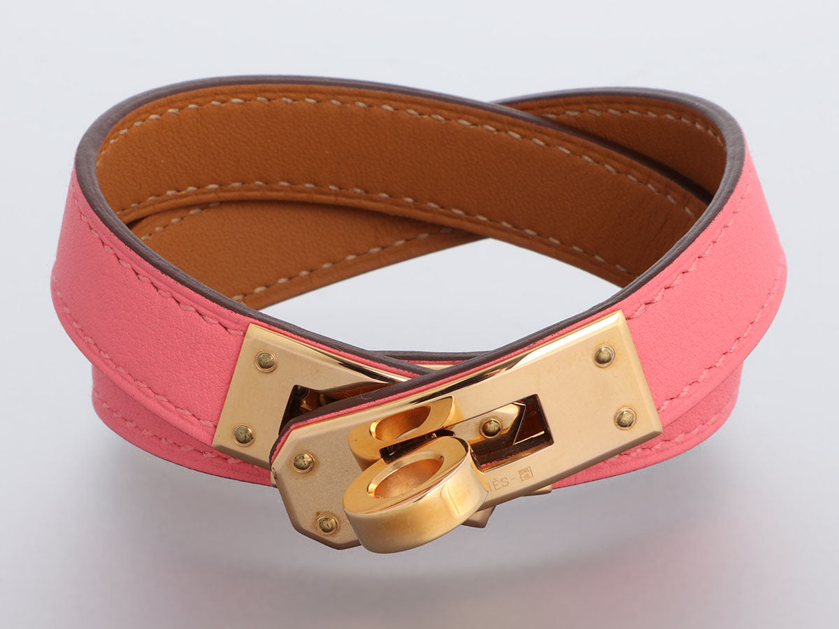 Hermès Rose Azalée Swift Leather T2 Kelly Double Tour Bracelet For