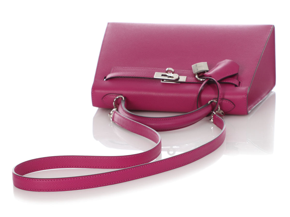 A ROSE POURPRE SWIFT LEATHER KELLY POCHETTE WITH PALLADIUM
