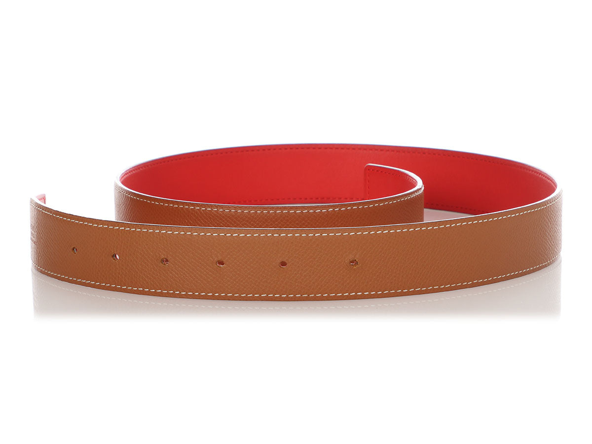 Reversible Belt Leather Belt With Yellow 32 Mm 1.25 With 