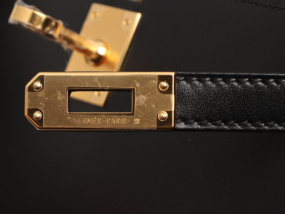 Hermes Kelly Twilly Black Tadelakt leather/ Silk Gold hardware