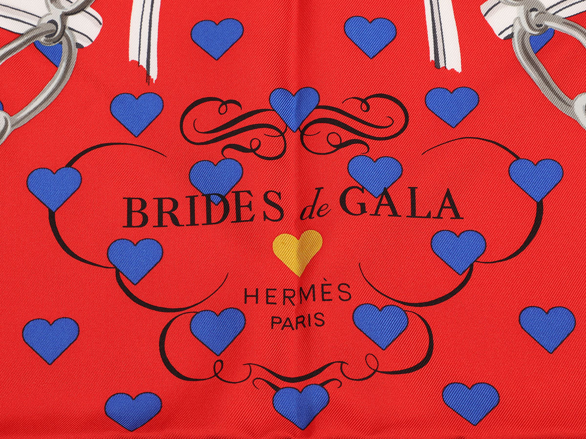 Hermes Orange Twill Silk 90 cm 36 Brides de Gala Love Scarf Shawl Wrap