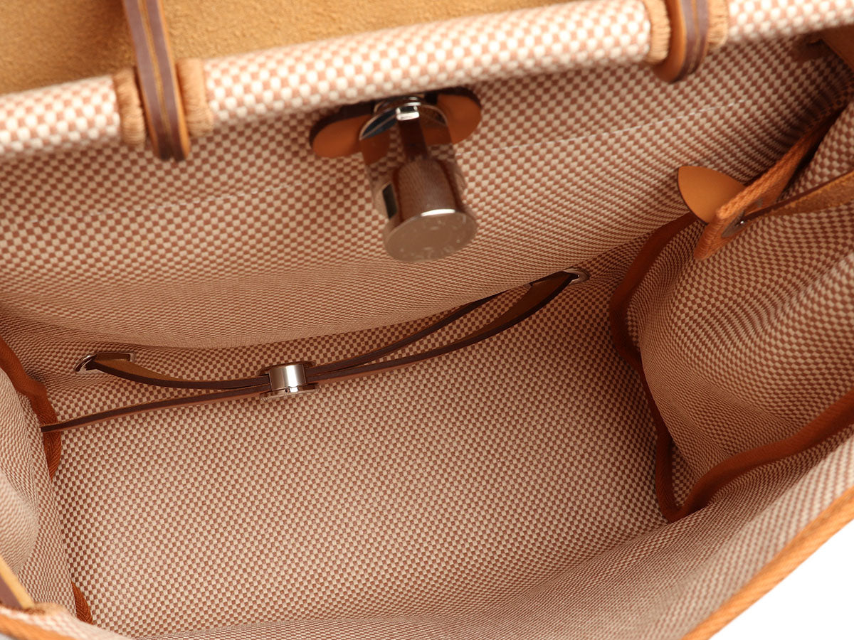 Hermes Natural/Havane Toile and Leather 2-in-1 Herbag Backpack Hermes