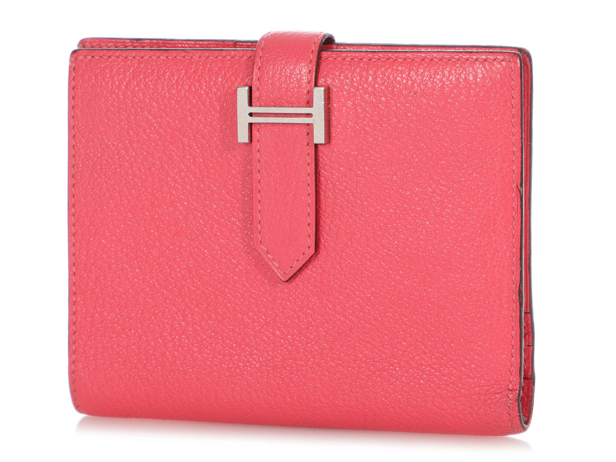 Hermes Bearn Wallet Rose Lipstick in Calfskin Leather with