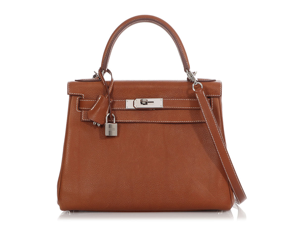 Hermes Kelly 25 In Padded Fauve Barenia Leather With Gold Hardware