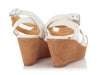 Hermès White Leather and Brown Suede Platform Wedges