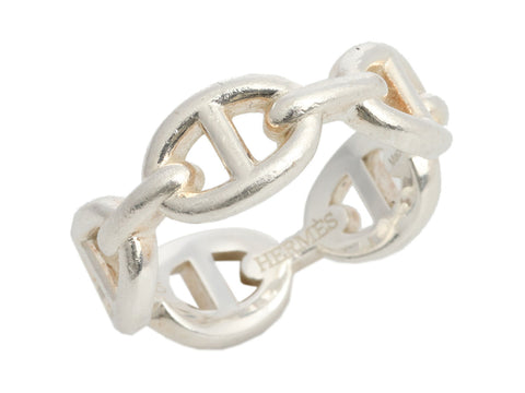 Hermès Sterling Silver Chaîne d'Ancre Enchaînée Band Ring