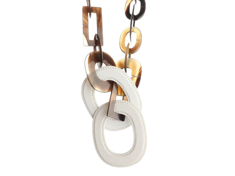 Hermès Horn and White Epsom Isidore Pendant Necklace