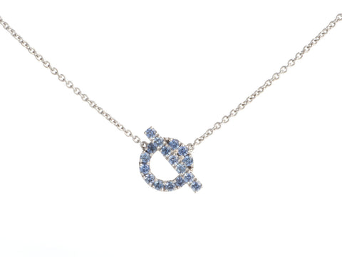 Hermès 18K White Gold Blue Sapphire Finesse Pendant Necklace