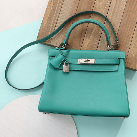 Hermès Vert Verone and Bleu du Nord Evercolor Kelly Verso 28