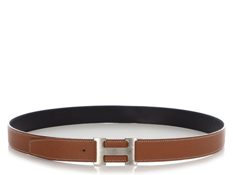 Hermès Black and Gold Reversible Constance Belt