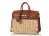 Hermès Naturel Wicker and Fauve Barenia Picnic Birkin 25