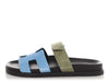 Hermes Blue and Green Suede Chypre Sandals