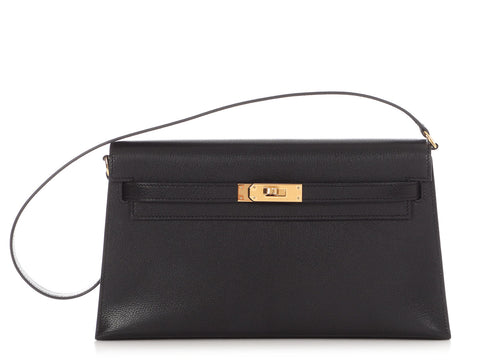 Hermès Noir Chèvre Kelly Elan