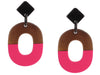 Hermès Buffalo Horn and Pink Lacquered Wood Isthme Pierced Drop Earrings