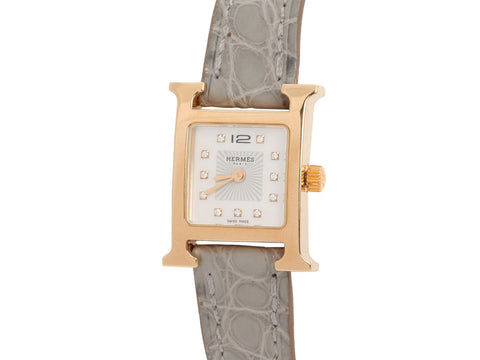 Hermès Two-Tone Diamond Mini Heure H Watch 21