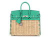 Hermès Naturel Wicker and Menthe Swift Picnic Birkin 25