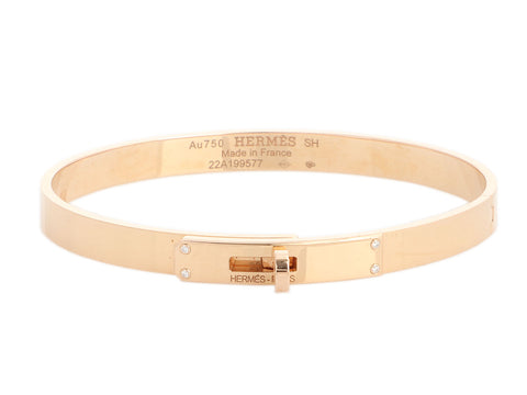 Hermès 18K Rose Gold Diamond Kelly Bracelet SH