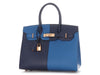 Hermès Bleu Zellige and Bleu Saphir Epsom Casaque Birkin Sellier 30