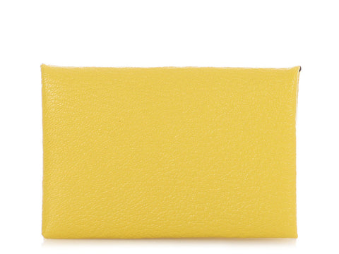 Hermès Jaune Chèvre Calvi Card Holder