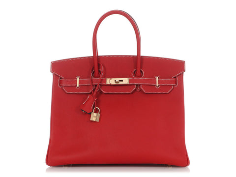 Hermès Rouge Casaque and Blue Thalassa Epsom Candy Birkin 35