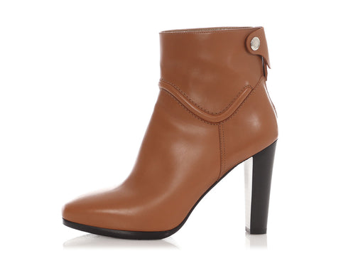 Hermès Tan Leather Ankle Boots