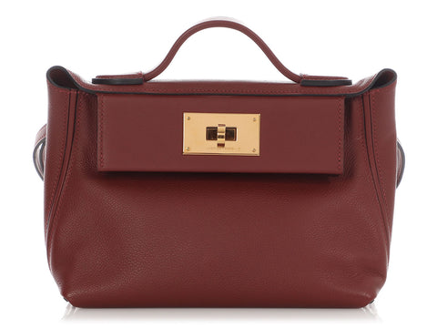 Hermès Rouge H Swift and Evercolor 24/24 21cm