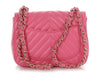 Chanel Mini Pink Chevron-Quilted Lambskin Classic