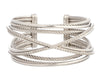 David Yurman Wide Sterling Silver Diamond Crossover Cuff