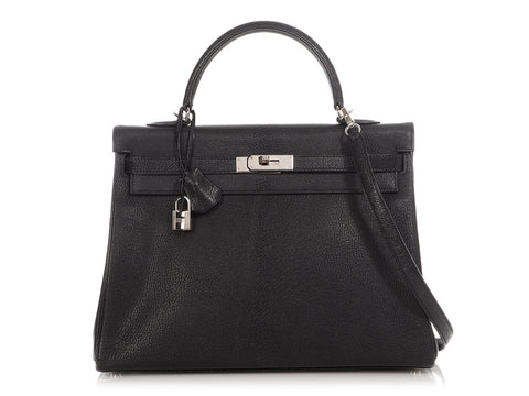 Hermès Black Chèvre de Coromandel Kelly 35