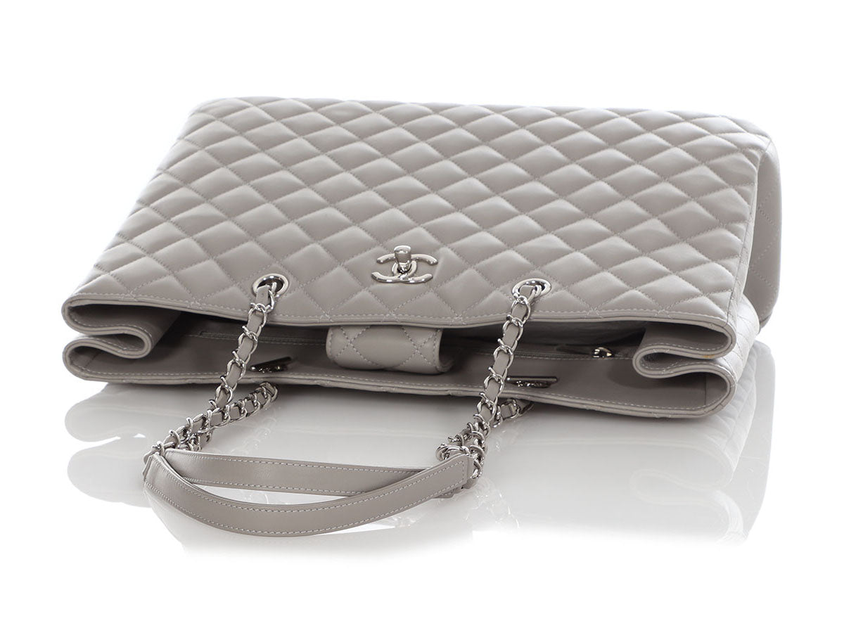 Chanel Grey Quilted Caviar Shopping Tote