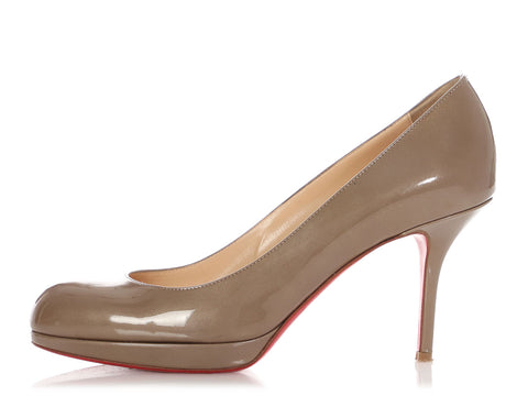 Christian Louboutin Taupe Patent New Simple Pumps